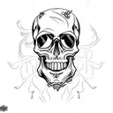 Skull dark creepy chanis  tattoo design idea