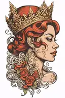 sensual lady head with a diamond crown tattoo design idea