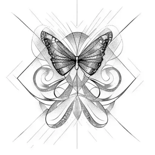 fine line butterfly with sparkles tattoo design idea