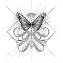 fine line butterfly with sparkles tattoo design idea