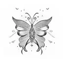 fine line butterfly with sparkles tattoo design idea