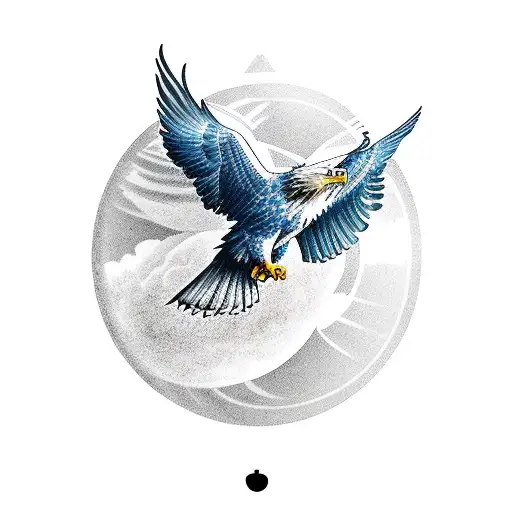 An oracle holding a crystal ball with majestic eagles soaring above tattoo design idea