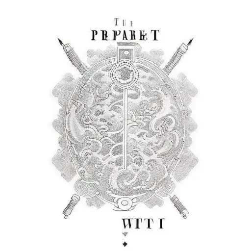 the words "prepare for the worst pray for the best" in Latin across the chest tattoo design idea