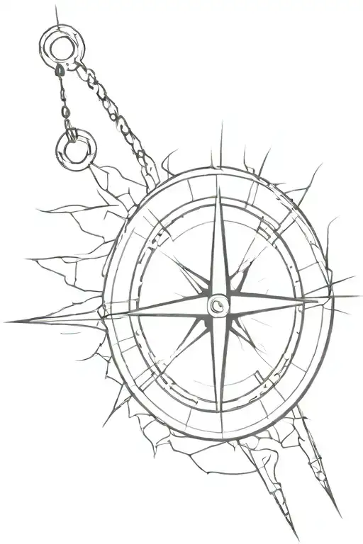 compass with a broken needle tattoo design idea