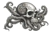 skull octopus throat wrapped round tattoo design idea