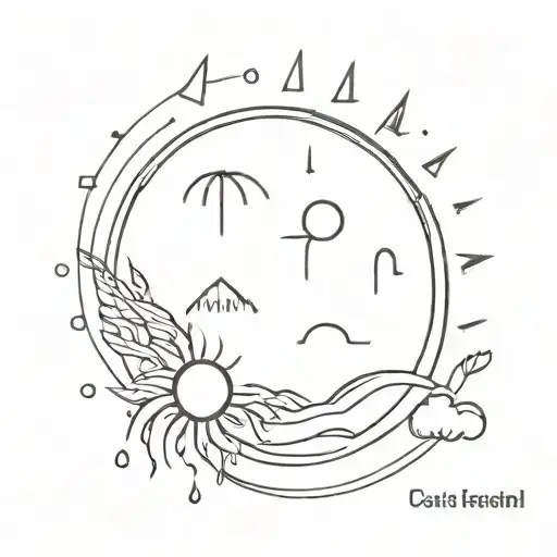 cyclical rain and sun shining tattoo design idea