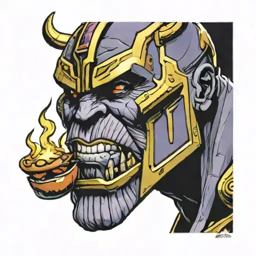 thanos with a grill  tattoo design idea