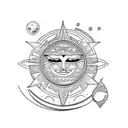 sun and moon surrounded by magic tattoo design idea