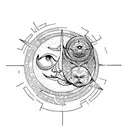 sun and moon surrounded by magic tattoo design idea