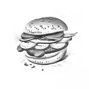 hot dog on a bun with smashed chips, onions, relish, ketchup and mustard tattoo design idea