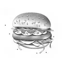 hot dog on a bun with smashed chips, onions, relish, ketchup and mustard tattoo design idea