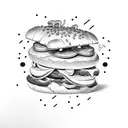 hot dog on a bun with smashed chips, onions, relish, ketchup and mustard tattoo design idea