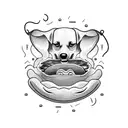 hot dog on a bun with smashed chips, onions, relish, ketchup and mustard tattoo design idea