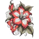 gladiolus flower then rose flower then daffodil flower horizontally  tattoo design idea