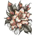 gladiolus flower then rose flower then daffodil flower horizontally  tattoo design idea