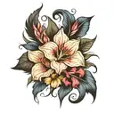 gladiolus flower then rose flower then daffodil flower horizontally  tattoo design idea
