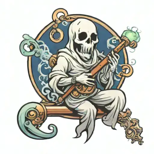ghost holding a bong  tattoo design idea