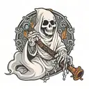ghost holding a bong  tattoo design idea