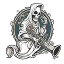 ghost holding a bong  tattoo design idea