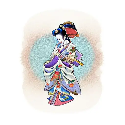 princess peach as a geisha tattoo design idea