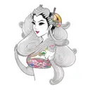 princess peach as a geisha tattoo design idea