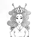 princess peach as a geisha tattoo design idea