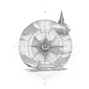 circle with latitude and longitude coordinates tattoo design idea