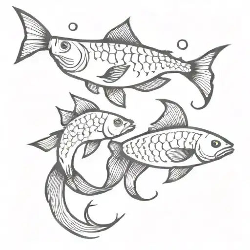 carp and fish man tattoo design idea
