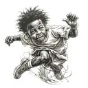 a boy from the ghetto who thinks about winning and is running after it, he loves Jesus and his family tattoo design idea