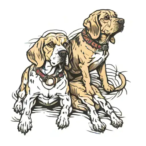 beagle dog and French mastif dog tattoo design idea