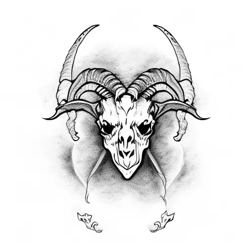 Goat skull with reference of slipknot  tattoo design idea