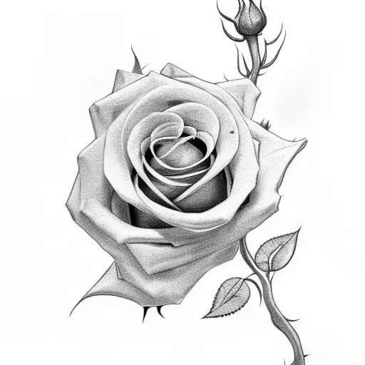 Roses with Thor bushes tattoo design idea