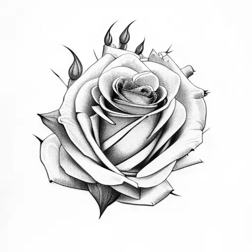 Roses with Thorn bushes sleeve tattoo design idea