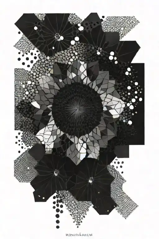 Pointillism mandala in black with gradients tattoo design idea