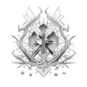 cross with thorn crown tattoo design idea