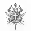 cross with thorn crown tattoo design idea