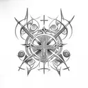 cross with thorn crown tattoo design idea
