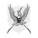 phoenix with skulls and flames tattoo design idea