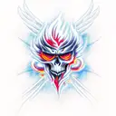 phoenix with skulls and flames tattoo design idea