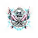 phoenix with skulls and flames tattoo design idea