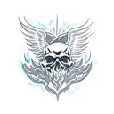 phoenix with skulls and flames tattoo design idea