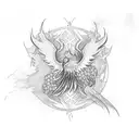 phoenix with skulls and flames tattoo design idea