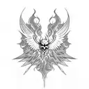 phoenix with skulls and flames tattoo design idea