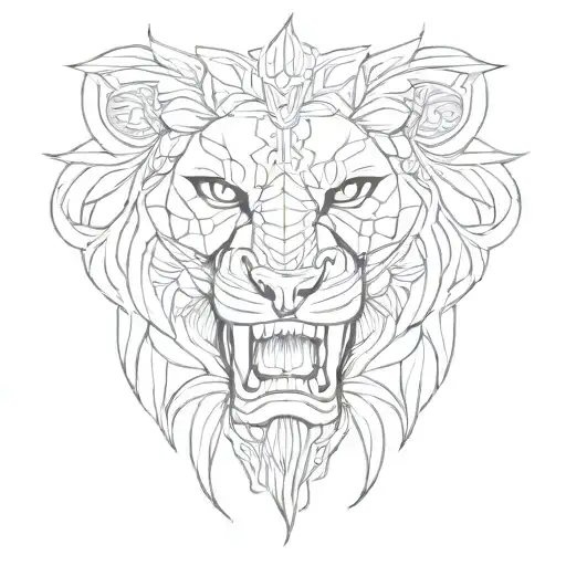 lion half skull mandala design inspired tattoo design idea