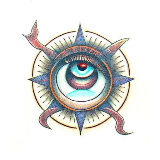 Eye of Horus and ankh and oroborus  tattoo design idea