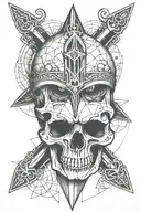 skull and dagger tattoo design idea