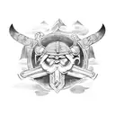 Viking Scene, Odin, Thor, Fenrir, Elder Futhark Runes and symbols tattoo design idea