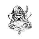 Viking Scene, Odin, Thor, Fenrir, Elder Futhark Runes and symbols tattoo design idea