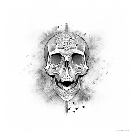 Foot and skull tattoo design idea