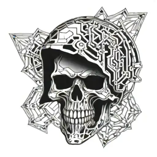 skull sharp teeth, monstrous, jaw extremely open tattoo design idea